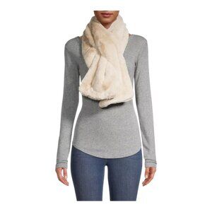 Apparis Women’s Bambi Faux Fur Rectangle Winter Scarf Cream Color
